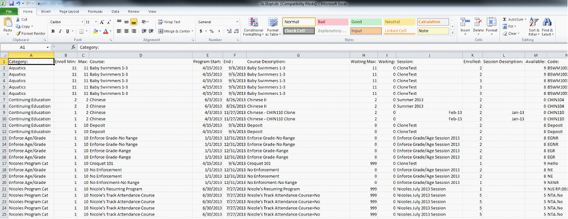 CSI Spectrum-Exporting to Excel