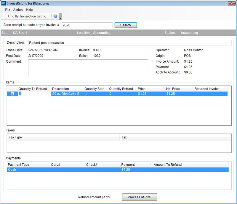CSI SPECTRUM: Invoice Refund