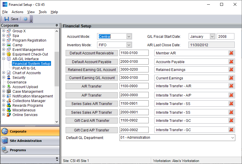 CSI SPECTRUM: Financial System Setup