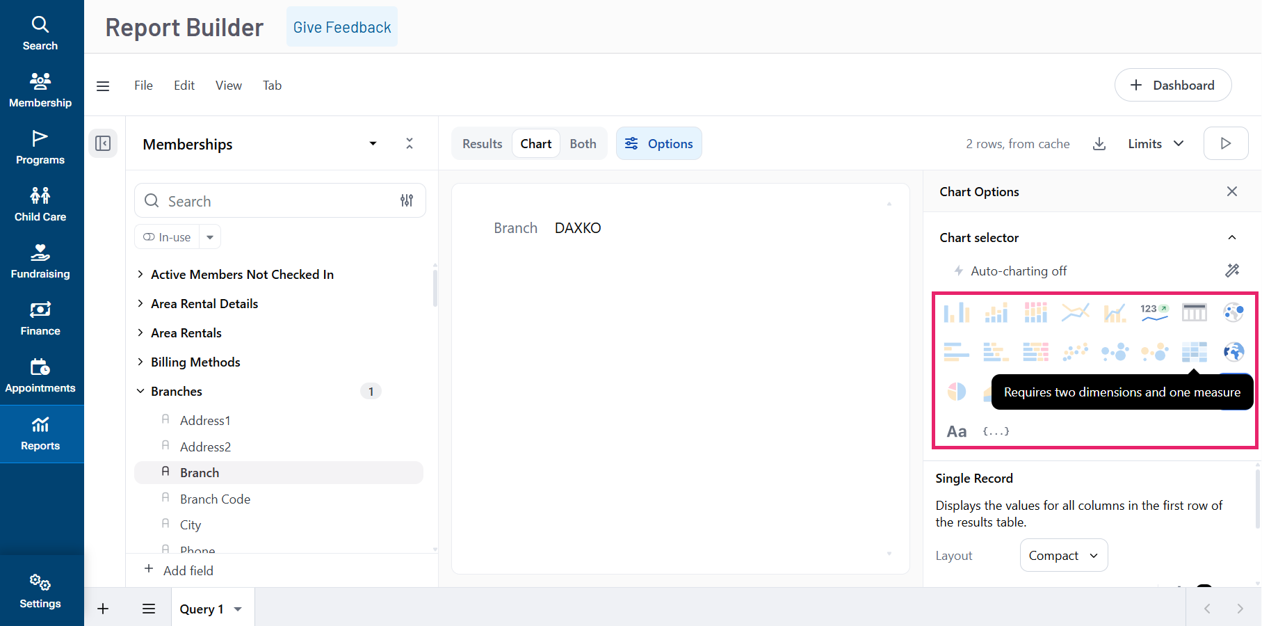 DAXKO OPERATIONS: Using Charts in Report Builder